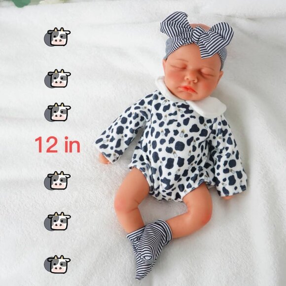 12 Inch Realistic Full Body Silicone Reborn wheaten Baby Boy Sleeping Dolls - Picture 5 of 7